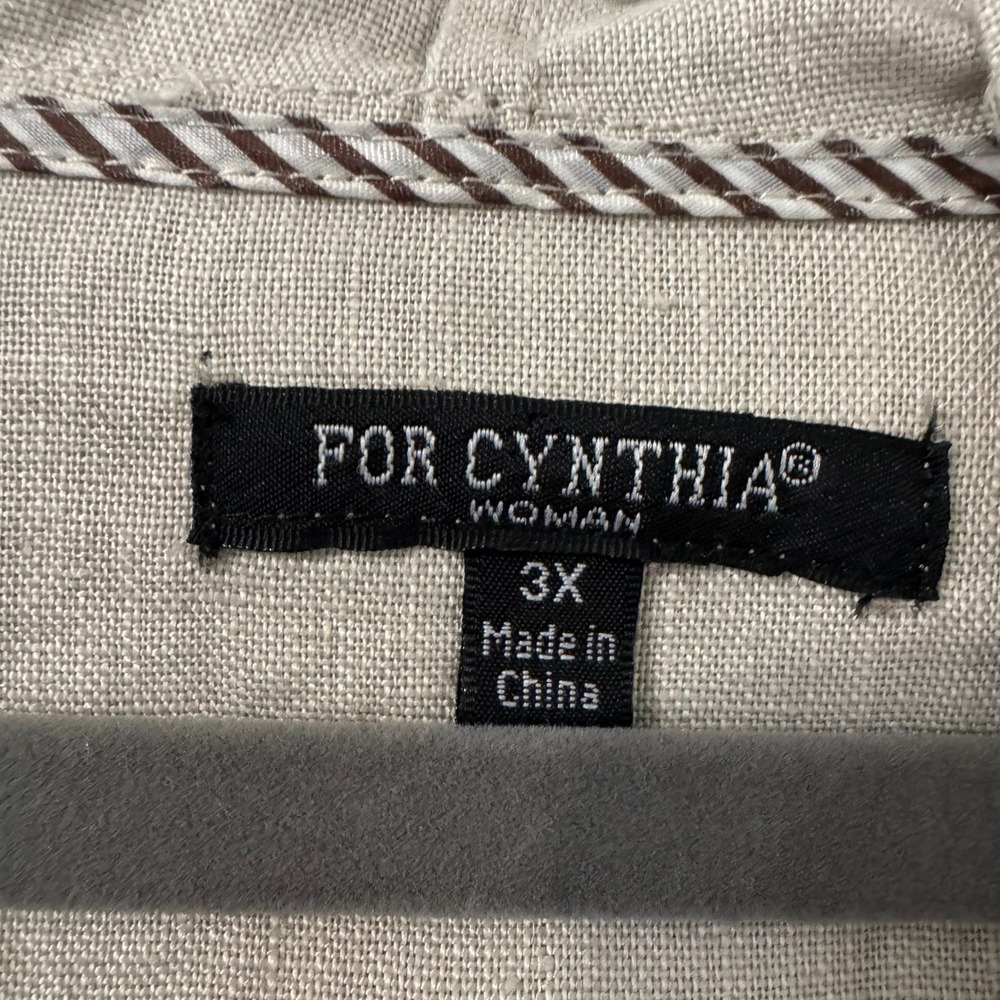For Cynthia Woman 100% Linen Hooded Jacket 3X Beige Lagenlook Coastal Minimalist - Picture 2 of 7
